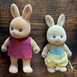 Vintage 80s Tomy Sylvanian Families Calico Critters Two Bunnies
